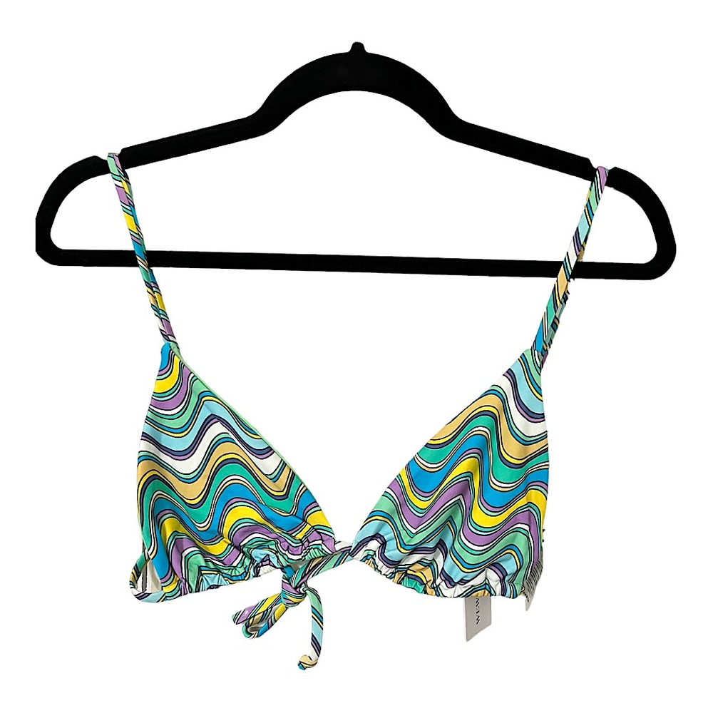 We Wore What Cooper Wavy Stripe Triangle Bikini Top